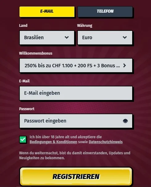 Allyspin Casino registrieren